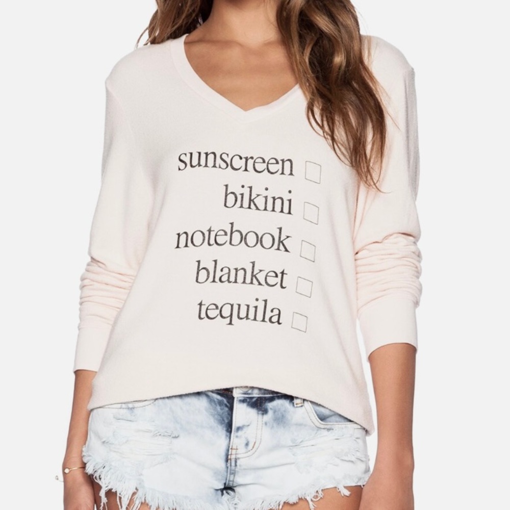 Wildfox Weekend Trip Pullover -Sunscreen Tequila Sz S